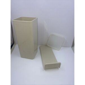 Tupperware Cheese Butter Keeper # 1827-6 Holder 3 piece Small 7" Almond Vintage